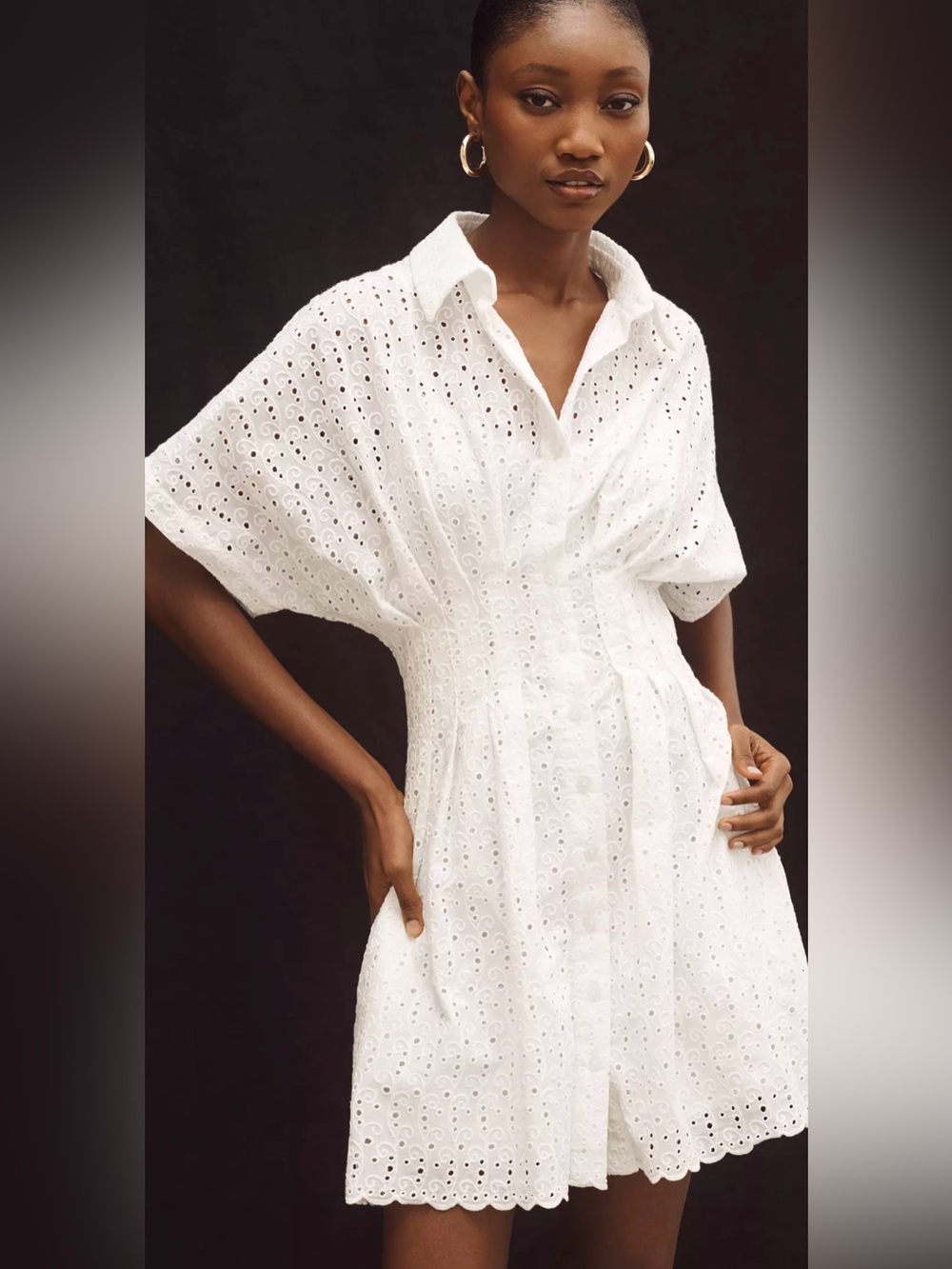 Anthropologie Exquise Tobie Eyelet Mini Shirtdress - Picture 2 of 6